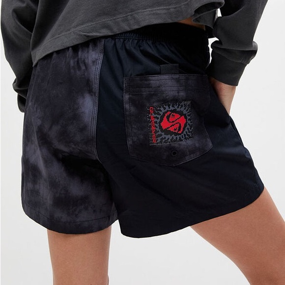 Quiksilver Pants - Quiksilver x Stranger Things Tie Dye/Black Patterned Swim Volley Shorts
